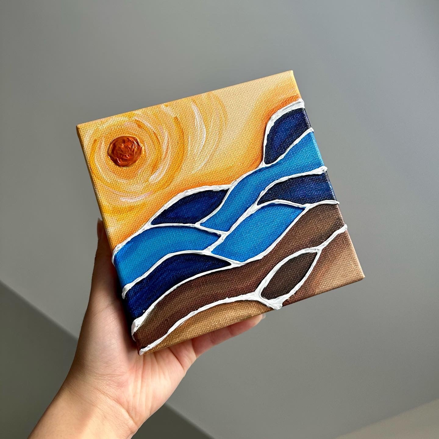 Textured Acrylic Painting (6x6in)🌄