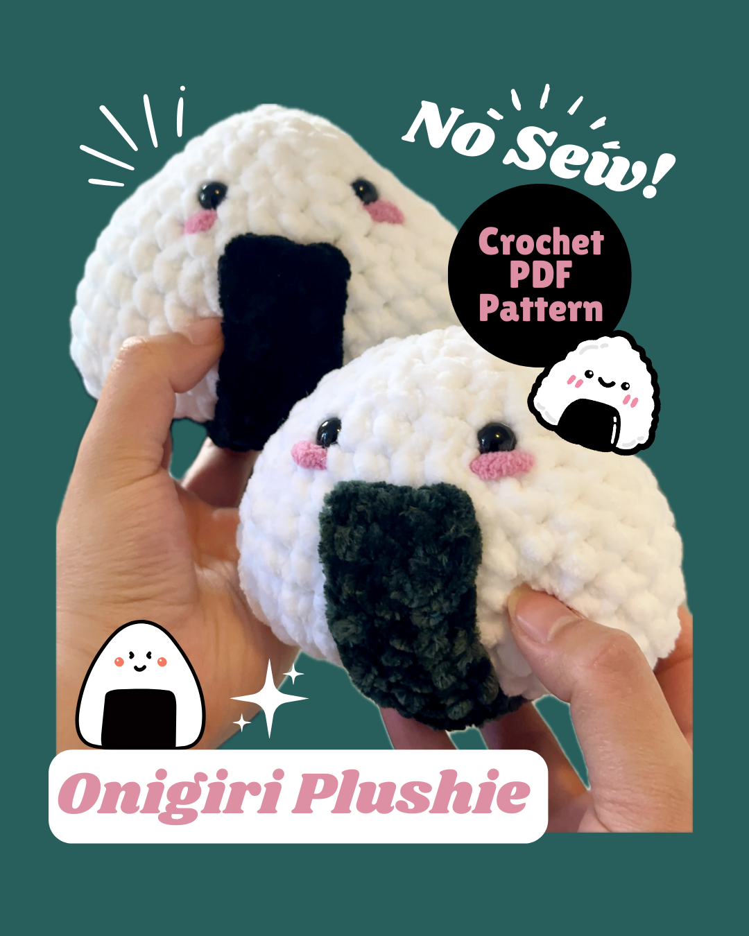 Crochet Onigiri (Rice Ball) Plushie Pattern PDF Download
