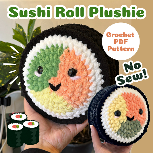 Crochet Sushi Roll Plushie Pattern PDF Download Beginner Friendly