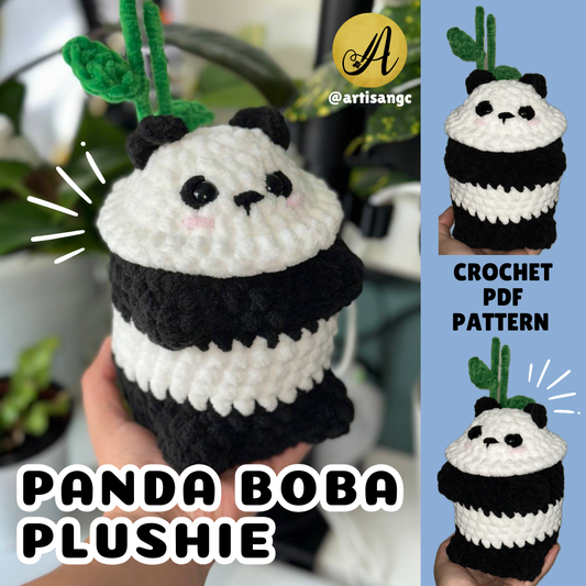 Crochet Panda Boba Plushie Pattern PDF Download