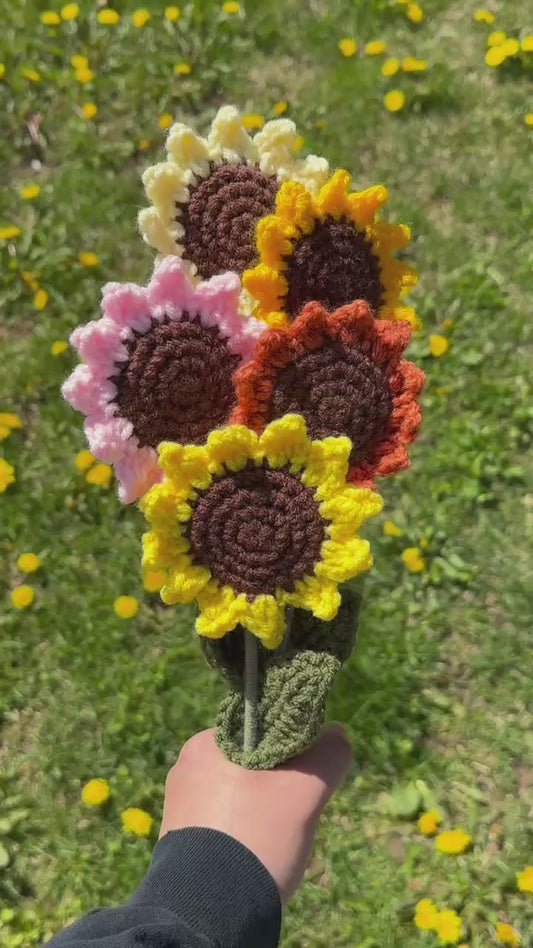 Crochet Sunflower (Handmade Multi-coloured flowers)