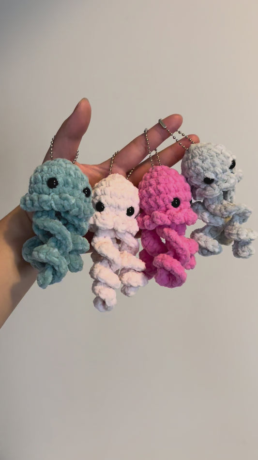 Handmade Crochet Jellyfish Keychain Charm